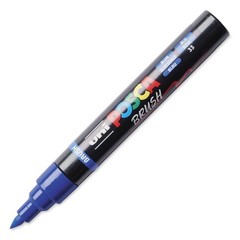 Posca Markers, Paint Marker, Blue Paint, 5BR Brush Tip, Acrylic, Opaque, Royal