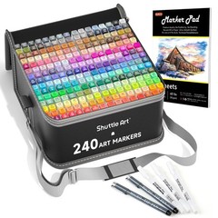 Shuttle Art 240 Colors Alcohol Markers, 239 Colors Dual Tip Art Marker Set Pl…