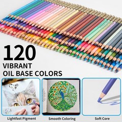 120 PCS Colored Pencils Zipper Case Set Soft Core Art Drawing Professionals