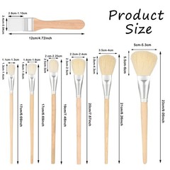DSLSQD Mop Brush for Acrylic Painting, 7 PCS Assorted Size Large, Wood Color