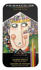 PRISMACOLOR PREMIER COLORED PENCILS Set of 24 in Metal Tin Drawing FINE ART EUC