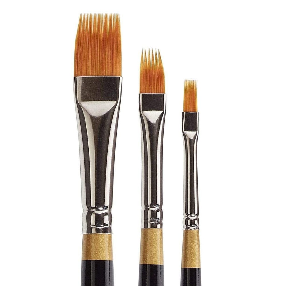 Premium 3 pc. Original Gold 9120 Series RAKE Comb Artist Brush Set, Synthetic…