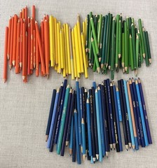 Colored Pencils Lot Of 158 Used/New Blue Orange Green Yellow Crayola & Others