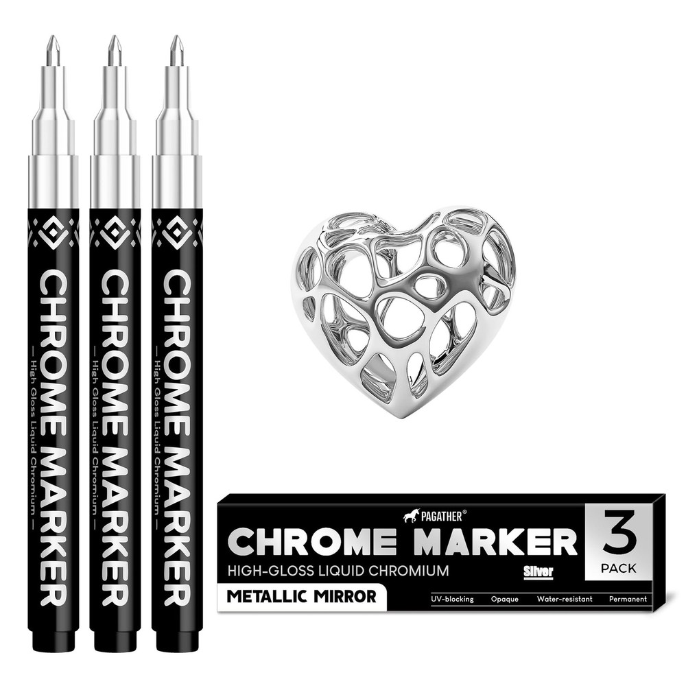 3Pcs Chrome Paint Markers Silver Permanent Mirror Liquid Chrome Pens for Plas…