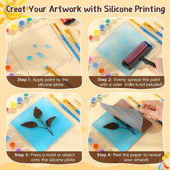 8 Pack Monoprinting Print Plates 6 X 6 Inch Reusable Silicone Plate Class Printi