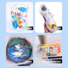 Non-Toxic 12 Color Acrylic Paint Markers with Brush Tip – Perfect for DIY Crafts