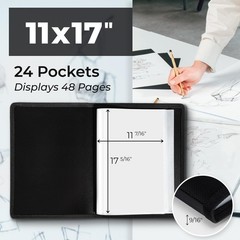 11×17 Art Portfolio Binder with Black Mounting Paper Black, Large Portfolio F…