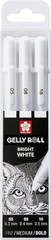 Sakura Gelly Roll White Gel Pen Set of 3 Assorted Sizes Opaque Highlight Crafts