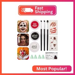 Lictin Special Effects SFX Zombie Makeup Kit, Black White Red Face Body Paint Pa