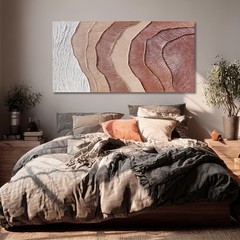 Hue7Art Modern Abstract Neutral Canvas Wall Art Beige Brown Textured Minimali…