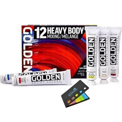GOLDEN Heavy Body Acrylic Paint Set, 12 Color Professional Acrylic Paint Set,…