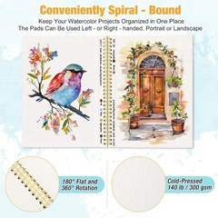 Travel-Friendly Watercolor Paper Pad – Spiral Bound, 24 Sheets 5.5″x8.5″