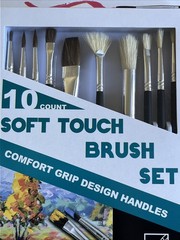 10 Count Paint Brush Set Soft Touch Comfort Grip Variety Sizes Artist Set NIB