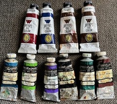 10 Vintage Weber & Permanent Pigments Artists Oil Color 1.25 Oz 90% Full Soft