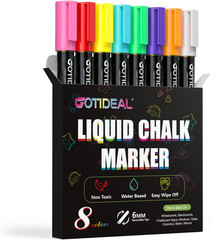 Liquid Chalk Markers, Bold Tip 8 Colors Washable Window Chalkboard Glass