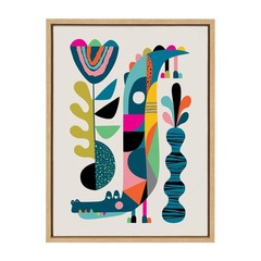 Kate and Laurel Sylvie Mid-Century Crocodile Framed Canvas Wall Art by Rachel…