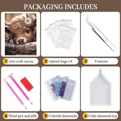 Highland Cow Diamond Painting Kit Full Drill Wall Art Decoration Set DIY