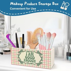 Pink and Green Inspirational Mental Health Plaid Pen Pencil Holder for Desk A…
