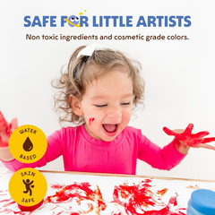 Non Toxic Finger Paint (6 Bright Colors), Washable from Skin, Safe Finger Painti