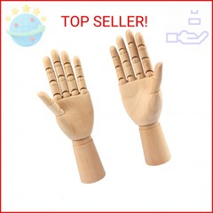Wooden Hand Model, 2 PCS, 12 Inches Left and Right Hand Art Mannequin Figure wit