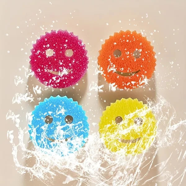 8PCS of smiling face shaped temperature-sensitive sponge, which softens in hot w