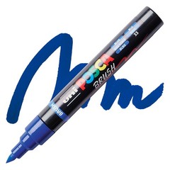 Posca Markers, Paint Marker, Blue Paint, 5BR Brush Tip, Acrylic, Opaque, Royal