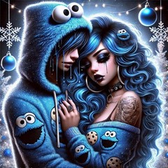 5D Diamond Painting Kit, Gothic Couple Embrace Art Deco Style, Full Drill DIY