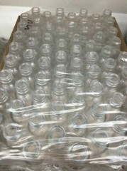 288 1 OZ 30ML CLEAR BOSTON ROUND GLASS BOTTLES WITH CLOSED CONED CAPS