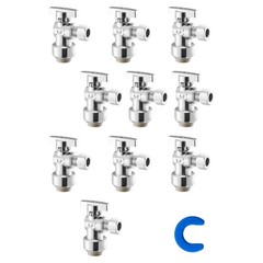 10 Pack Angle Stop Valve, Push-to-Connect Water Shut Off Valve 1/2″ PTC x 3/…