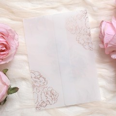 50 PCS Rose Gold Foil Rose Vellum Jackets 130GSM For 5×7 Inch Invitation