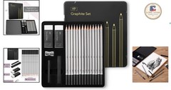 Complete 19-Piece Sketching Set: Graphite Pencils, Erasers & Sharpener Included