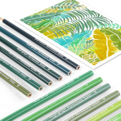 12 Green Colored Pencils Oil Based Pre-Sharpened Wooden Colored Pencil Set for A