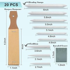 20Pcs Blending Stumps for Drawing, Tortillions Blending Sticks for Beginner Art