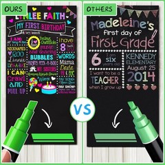Liquid Erasable Chalk Markers Pens – 12 Colors Washable & Wet Erase Neon Makers
