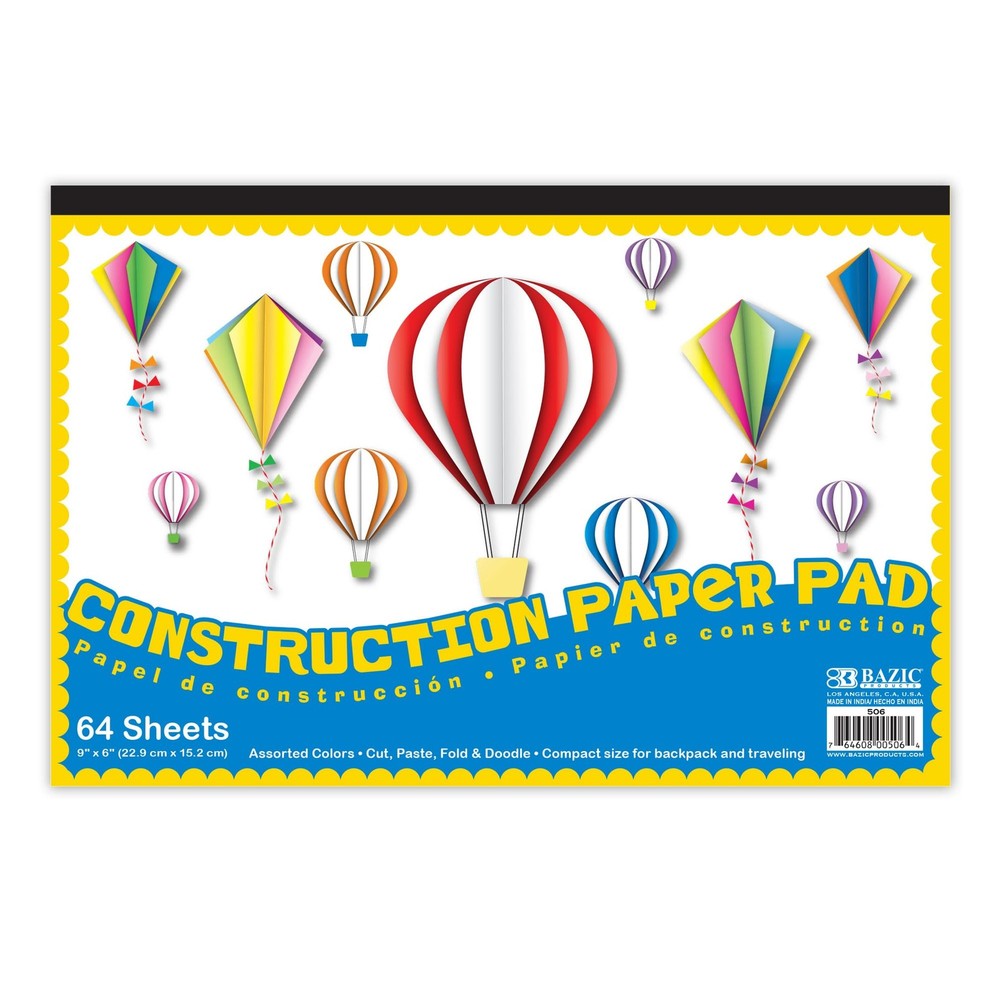 BAZIC 64 Ct. 6″ X 9″ Mini Construction Paper Pad,Art Paper