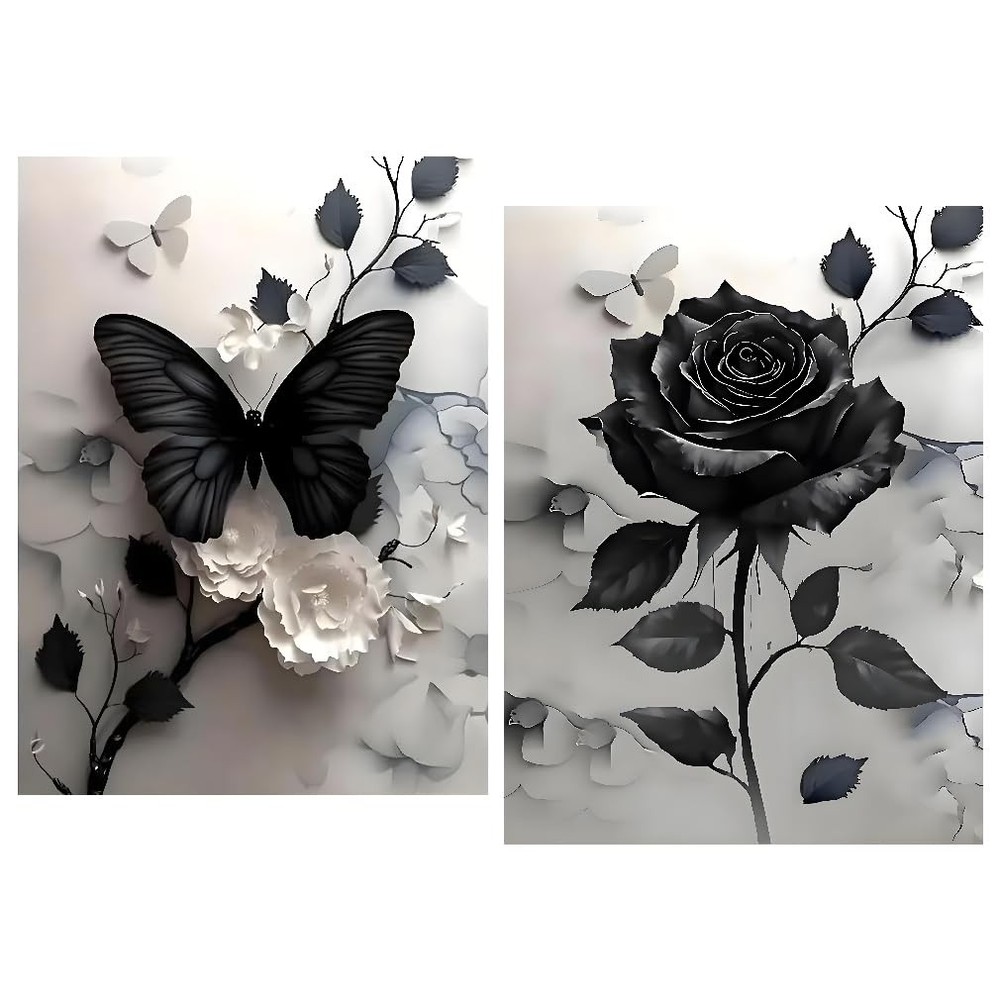 LWZAYS 2 Packs Flower Diamond Art Kits for 16 x 12 inches, G8871+G9057-US