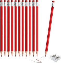 Red Erasable Colored Pencils with Eraser, Pre-Sharpened