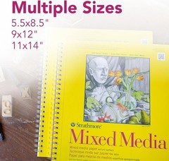 Strathmore 300 Series Mixed Media Paper Pad, Side Wire Bound, 12L x 9W, white