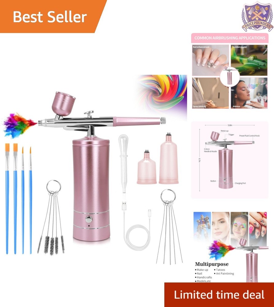 Airbrush Kit Wireless Portable Air Compressor Nail Art Makeup Spray Gun