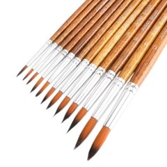 12-Piece Watercolor Paint Brushes Round Tip Various Sizes for Art Acrylics