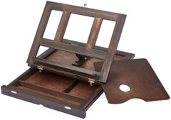 704 Adjustable Wood Espresso Stained Desk Table Easel with Storage Drawer, Paint