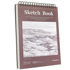9×12 Top Spiral Bound Large Sketch Pad 100 Sheets 68lb 100g