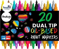 20 Oil Paint Pens – Oil Based Paint Markers for Metal, Fabric, Ceramic, Glass, R
