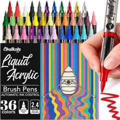 36 Acrylic Paint Markers Brush Tip – Flexible Brush Acrylic Marker, No Bleed,…