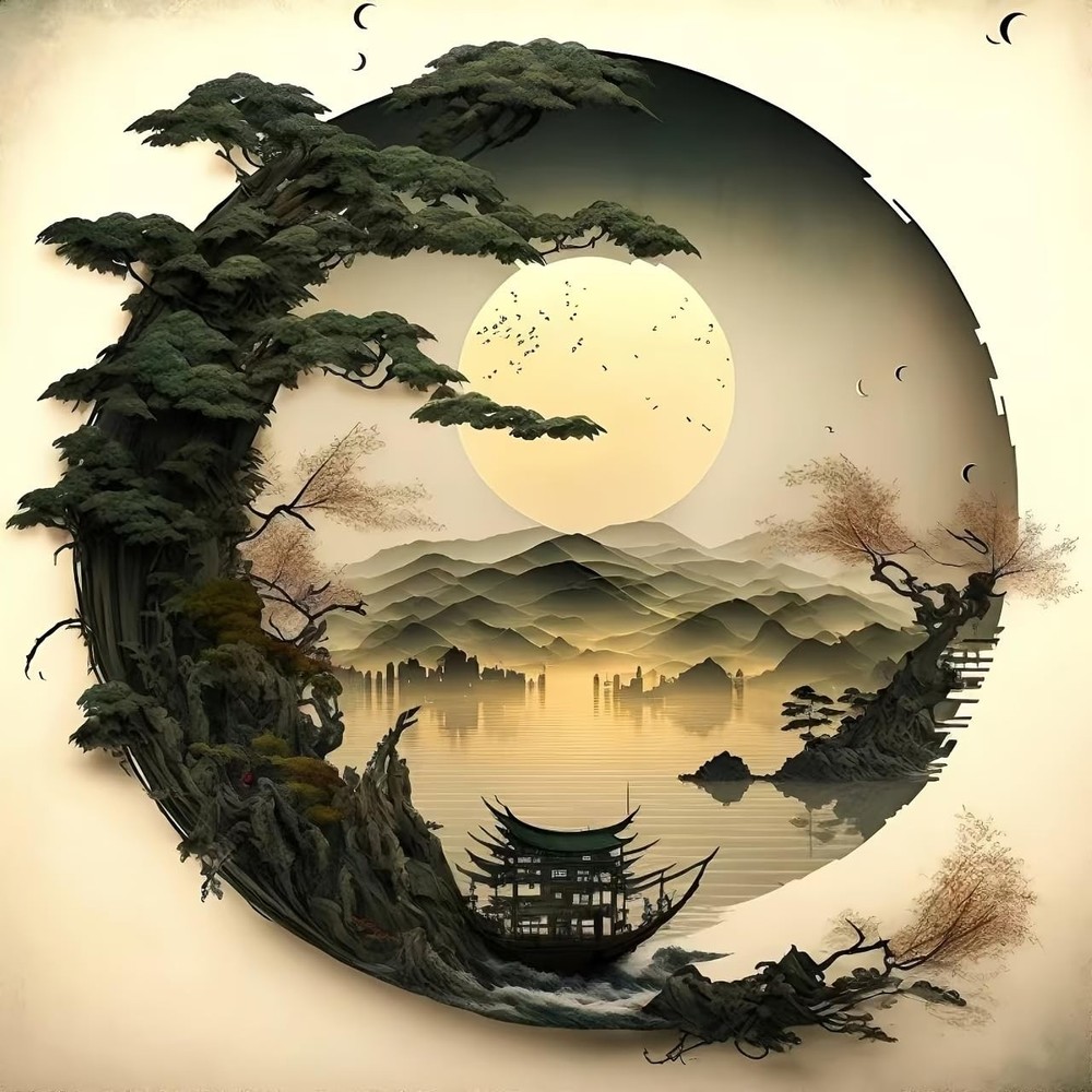5D Diamond Art Painting Kits, Diamond Painting Mountain Kits, Landscape Moon Dia