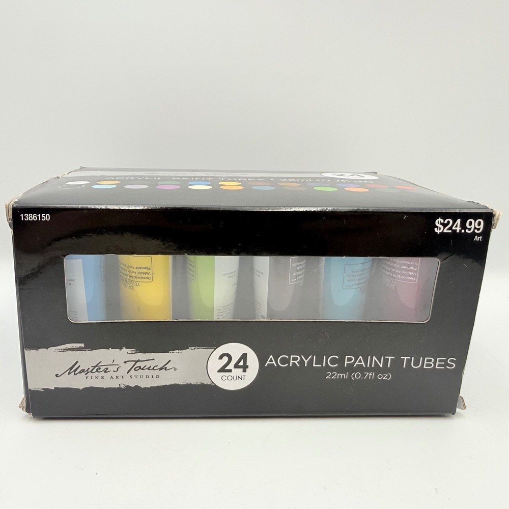 Masters Touch 24 Count Acrylic Paint Tubes Set 22ml 0.7 fl oz 1386150 New