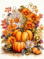 Autumn Pumpkin Diamond Painting Kit 11.8 x 15.7 Inch Round Drill