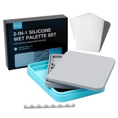 Silicone Stay Wet Palette for Acrylic Miniature Painting, Paint Tray Palettes…