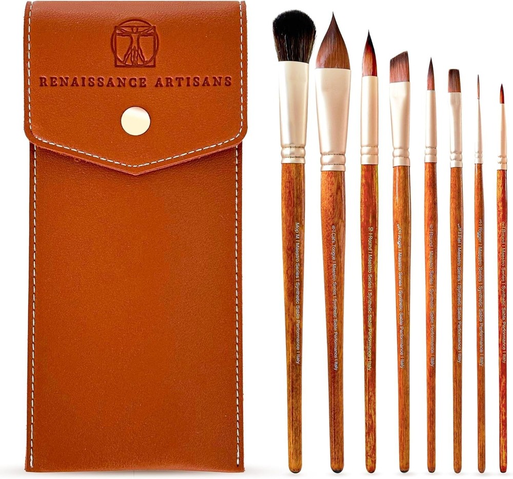 8-Piece Maestro Series Kolinsky Sable Watercolor Paint Brushes Set