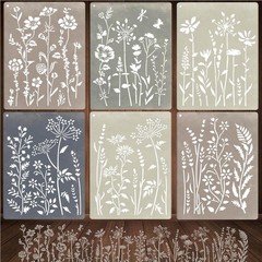 6-Piece Wildflower Stencil for Painting – Large Reusable Floral Design for…